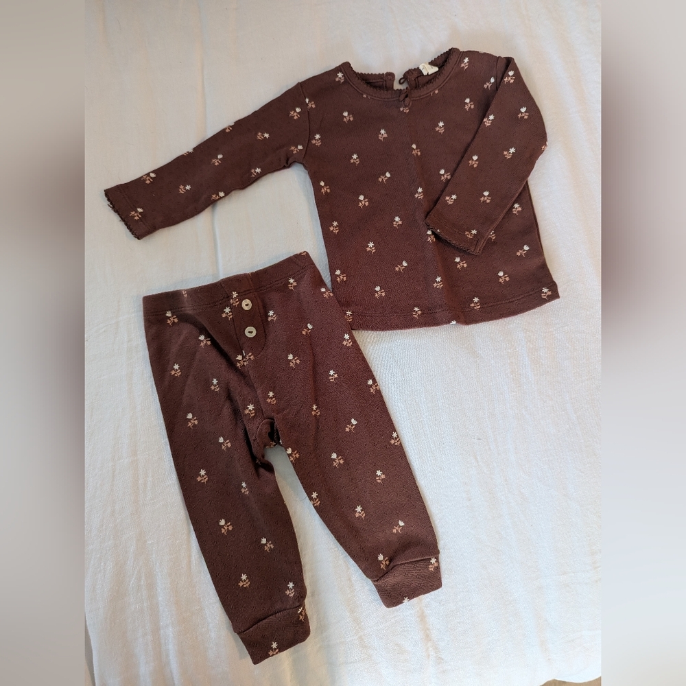 Quincy Mae Floral Pointelle Pajama Set Cozy Sleepwear